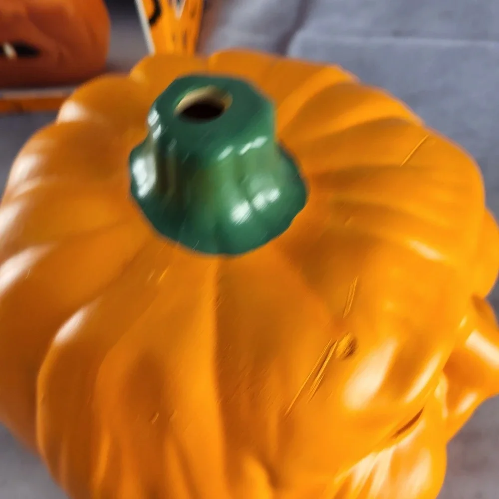 Vintage Jack o Lantern Pumpkin Earthware Halloween Candle Holder Ceramic 6